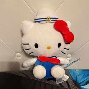 Hello Kitty Plush with Blue and Gray Accents